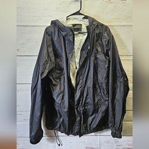 L.L. Bean Black Windbreaker Lightweight Water-Resistant Jacket Size L